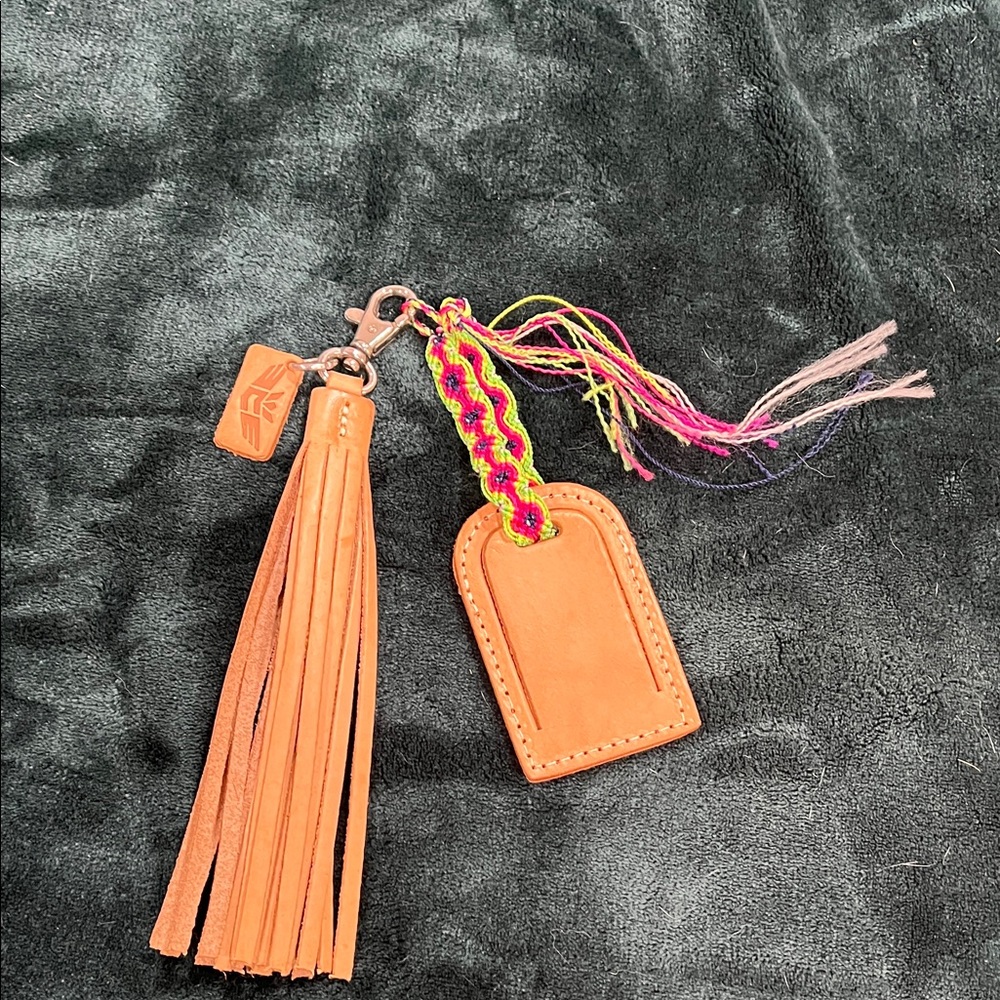 Consuela Tan Leather Tassel & Braided Strap Keyholder